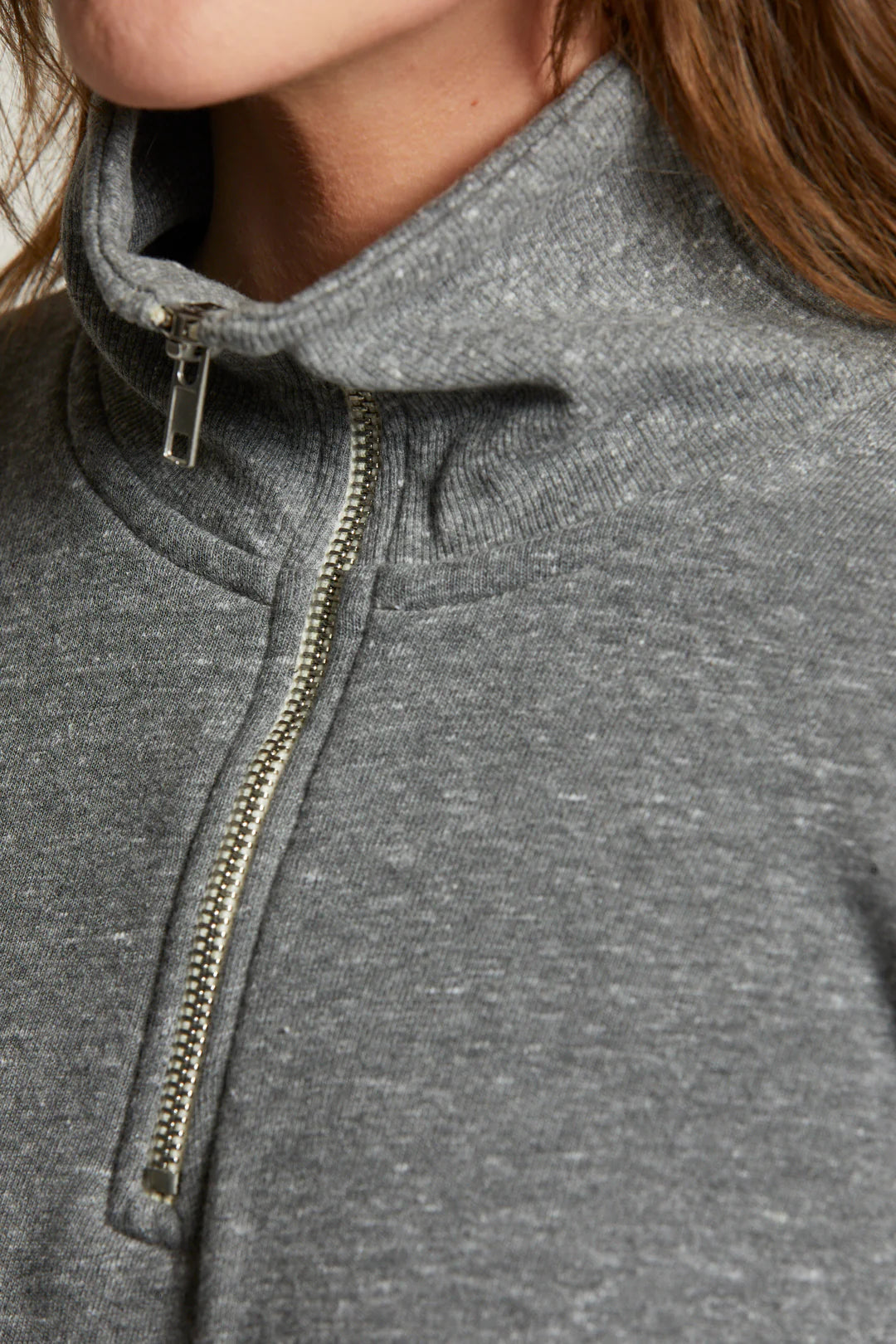 drake luxe fleece half zip heather grey