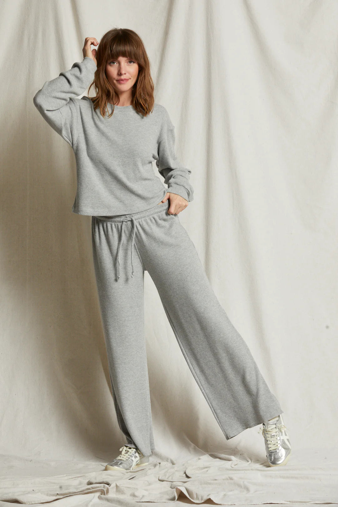 clover brushed thermal wide leg pant