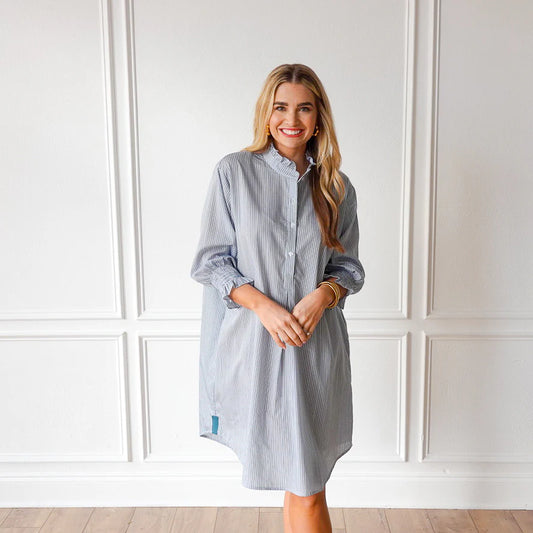 kimberly dress forest stripe