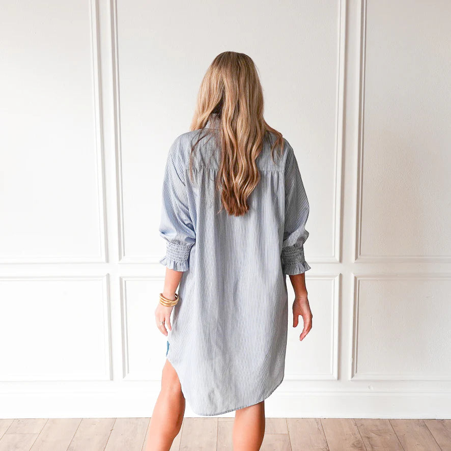 kimberly dress forest stripe