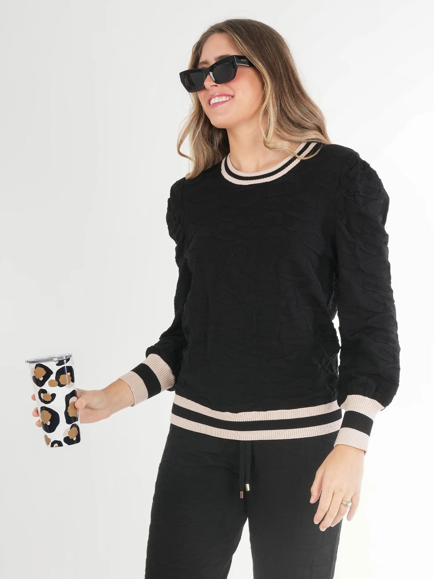 julia sweater black knit cheetah