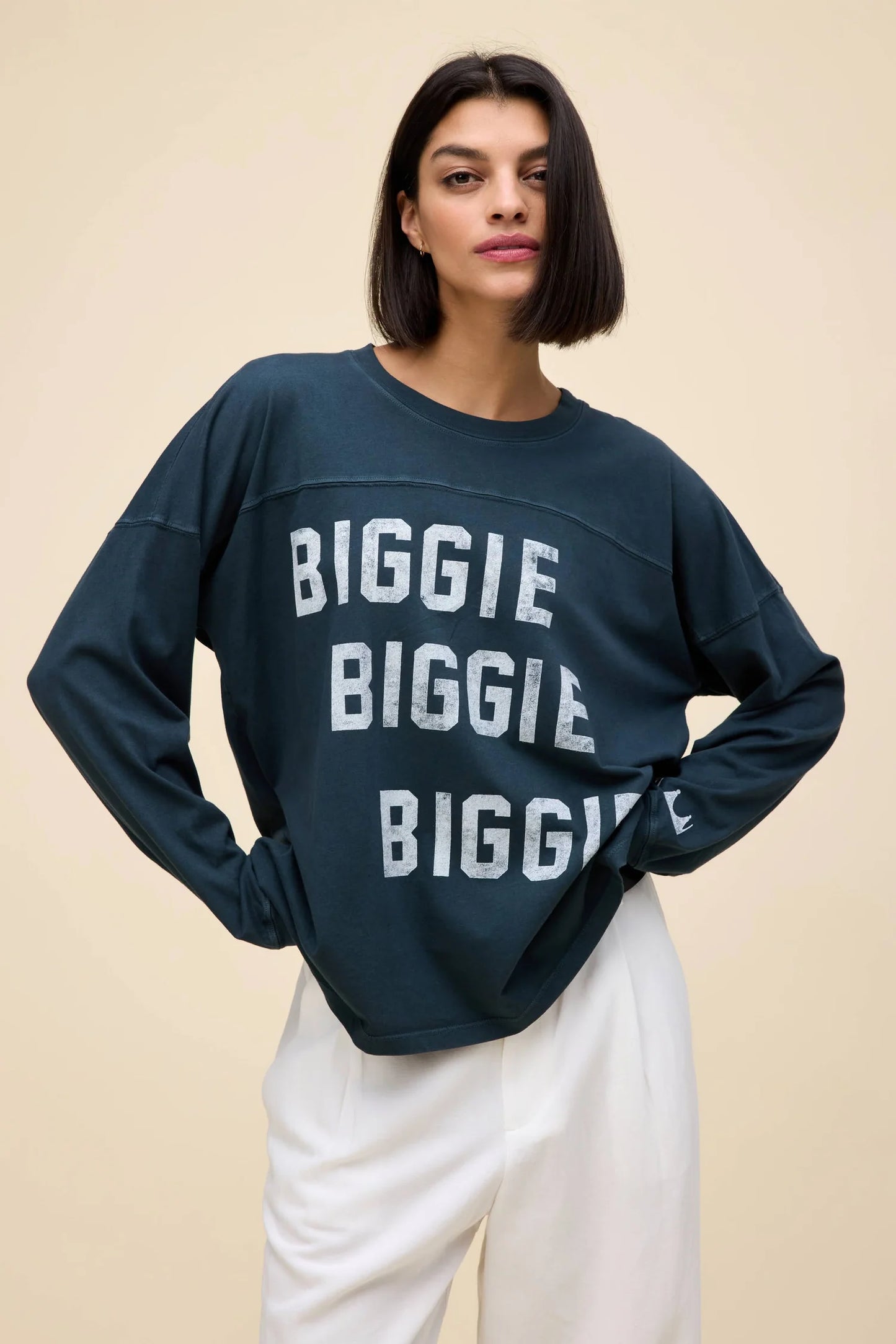 biggie biggie biggie varsity long sleeve tee