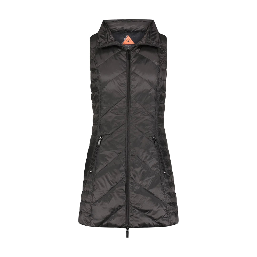 chevron quilted vest in black