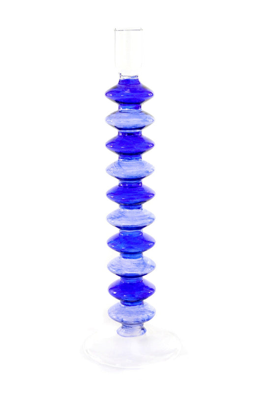 stacked small disc candlestick-blue