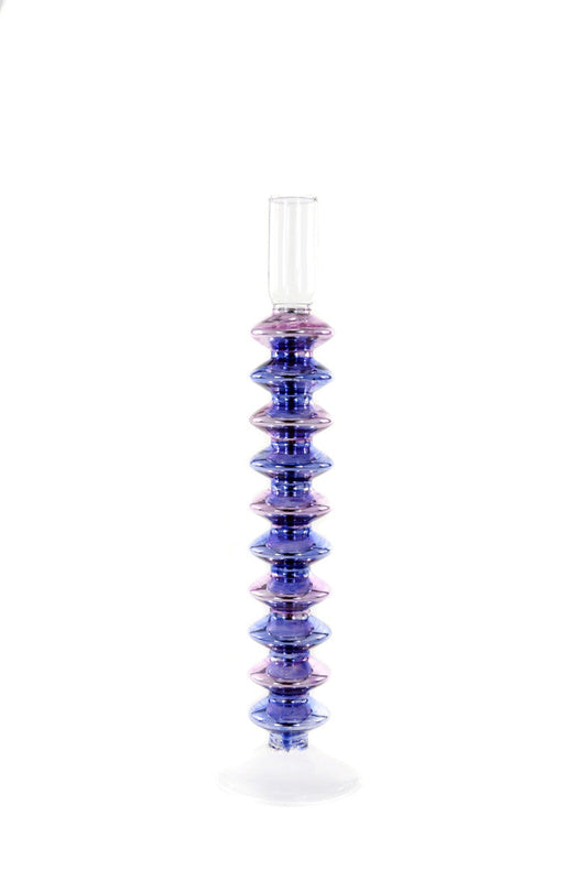 stack disc candlestick-shiny blue