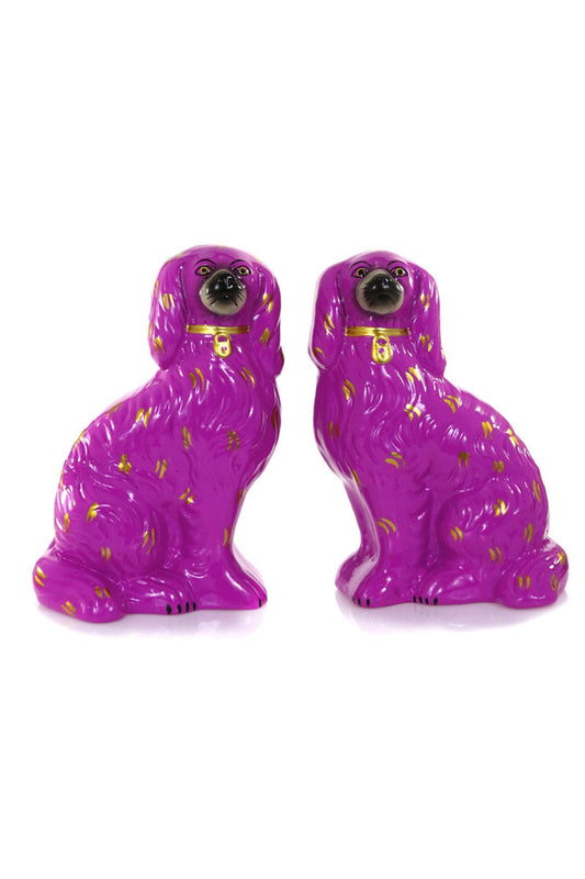 staffordshire dog dark purple set