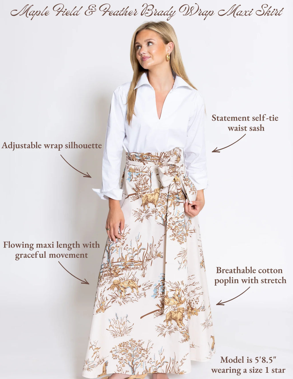 maple field & feather brady wrap maxi skirt