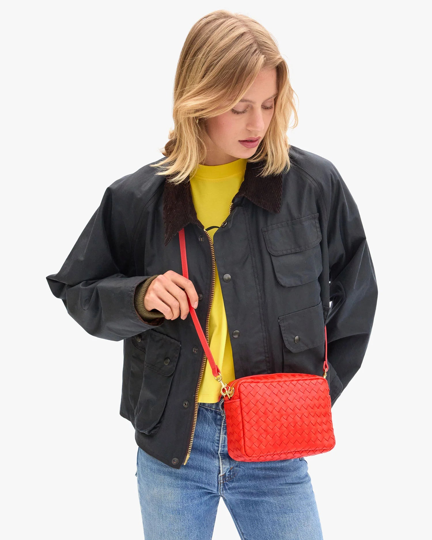 midi sac woven diagonal bright poppy