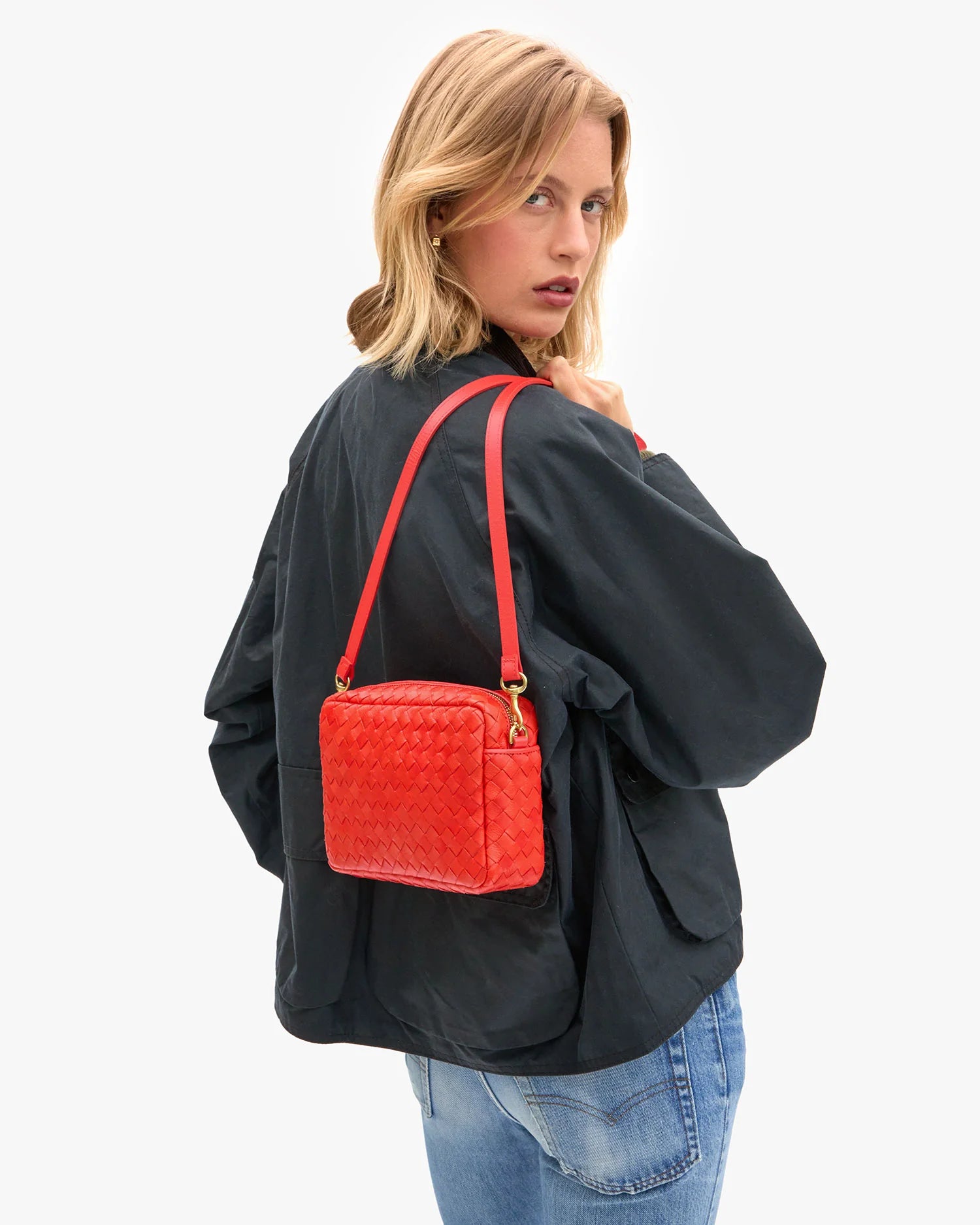 midi sac woven diagonal bright poppy