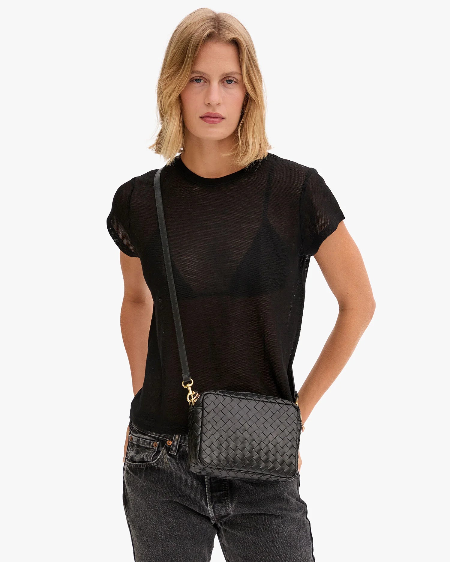 midi sac woven diagonal black