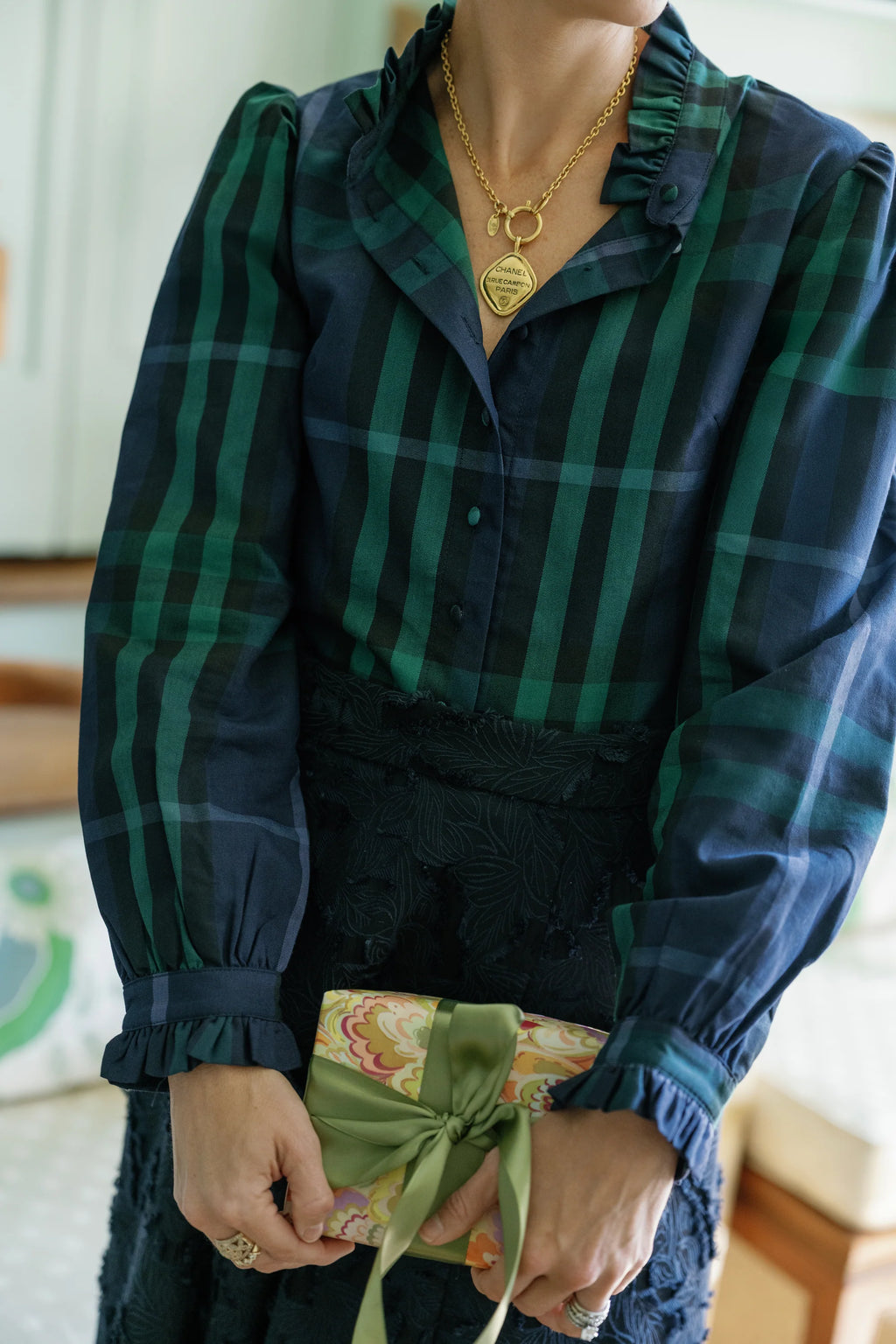 miller top navy plaid