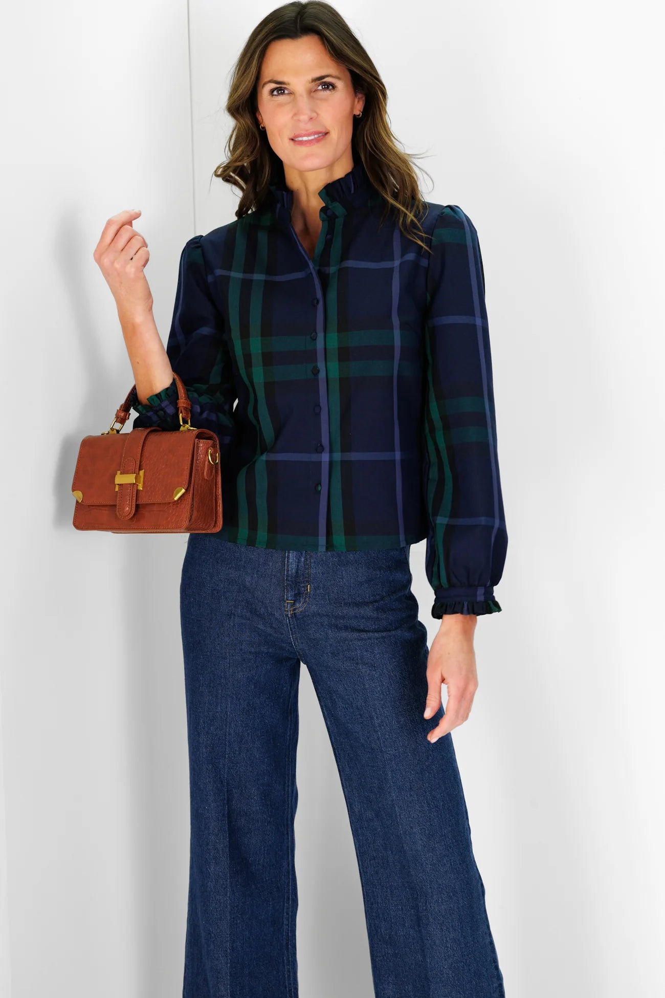 miller top navy plaid