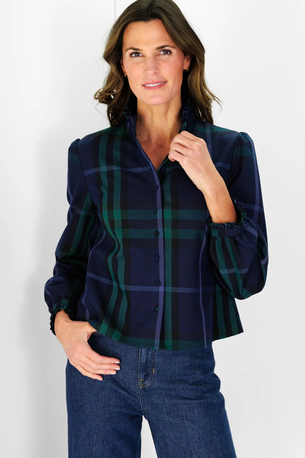 miller top navy plaid