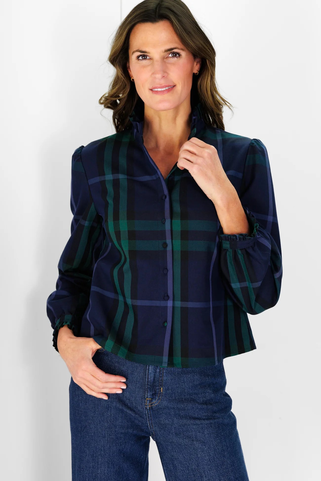 miller top navy plaid