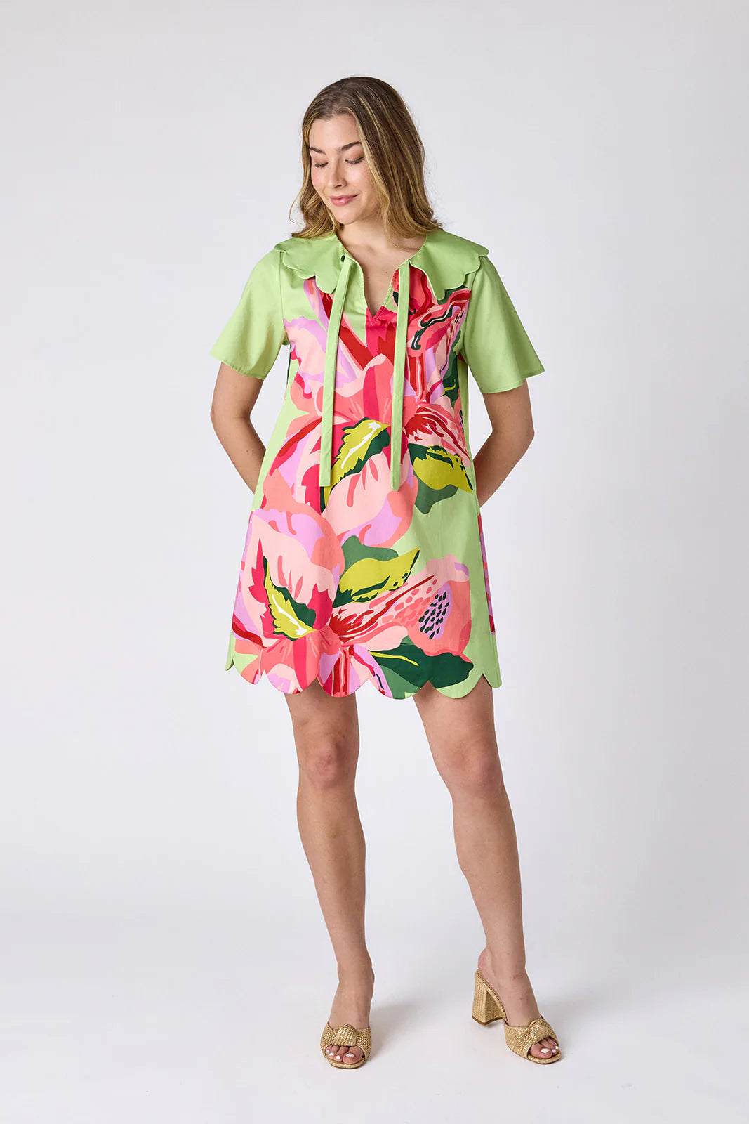 florabee dress with scalloped hem