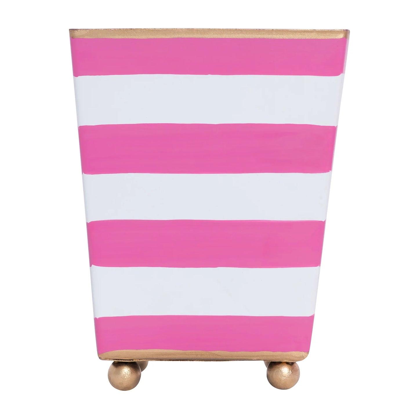 horizontal stripe hand painted round cachepot planter