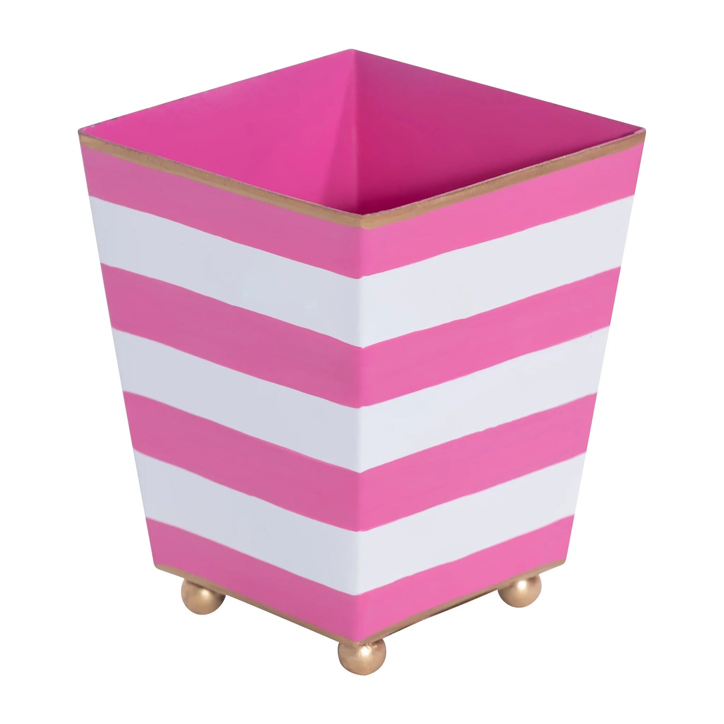 horizontal stripe hand painted round cachepot planter