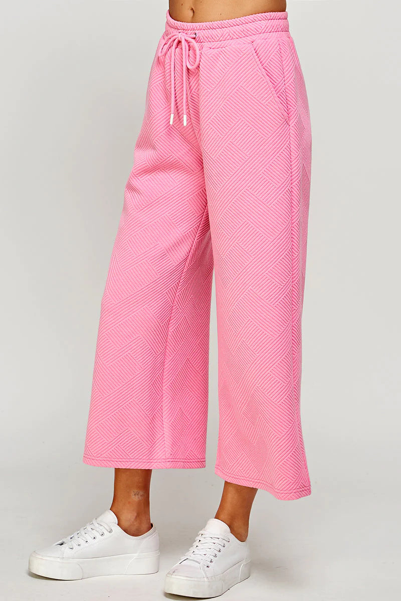 hamptons textured knit cropped wide leg pants