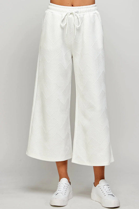 hamptons textured knit cropped wide leg pants