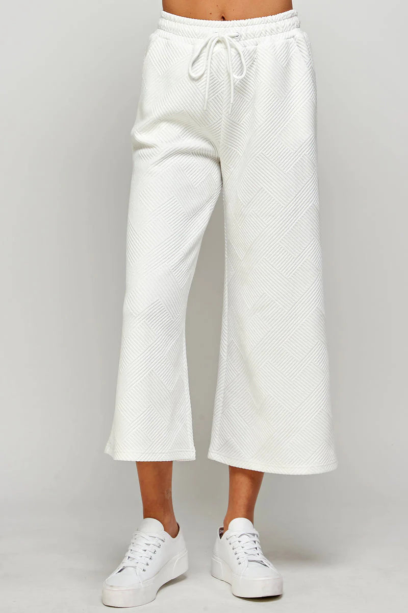 hamptons textured knit cropped wide leg pants