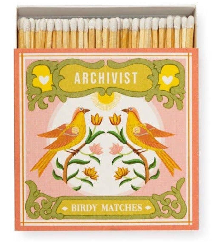 ariane's birdy matches square matchbox