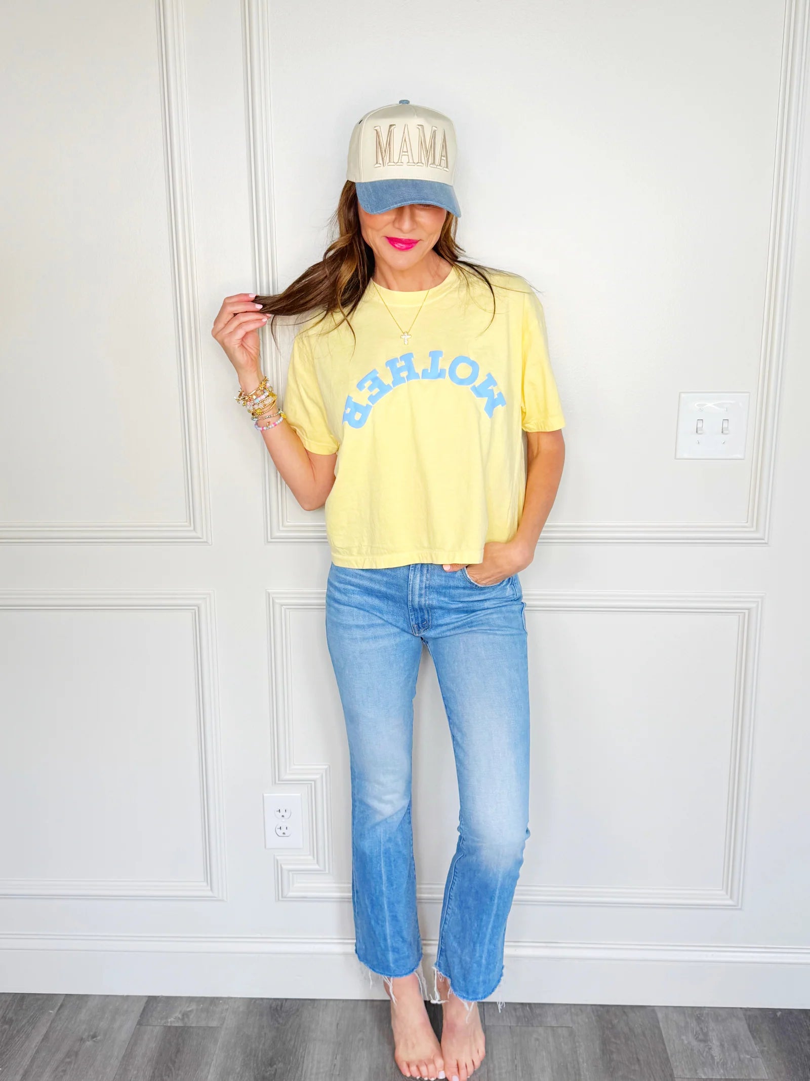 upside-down mother puff crop tee