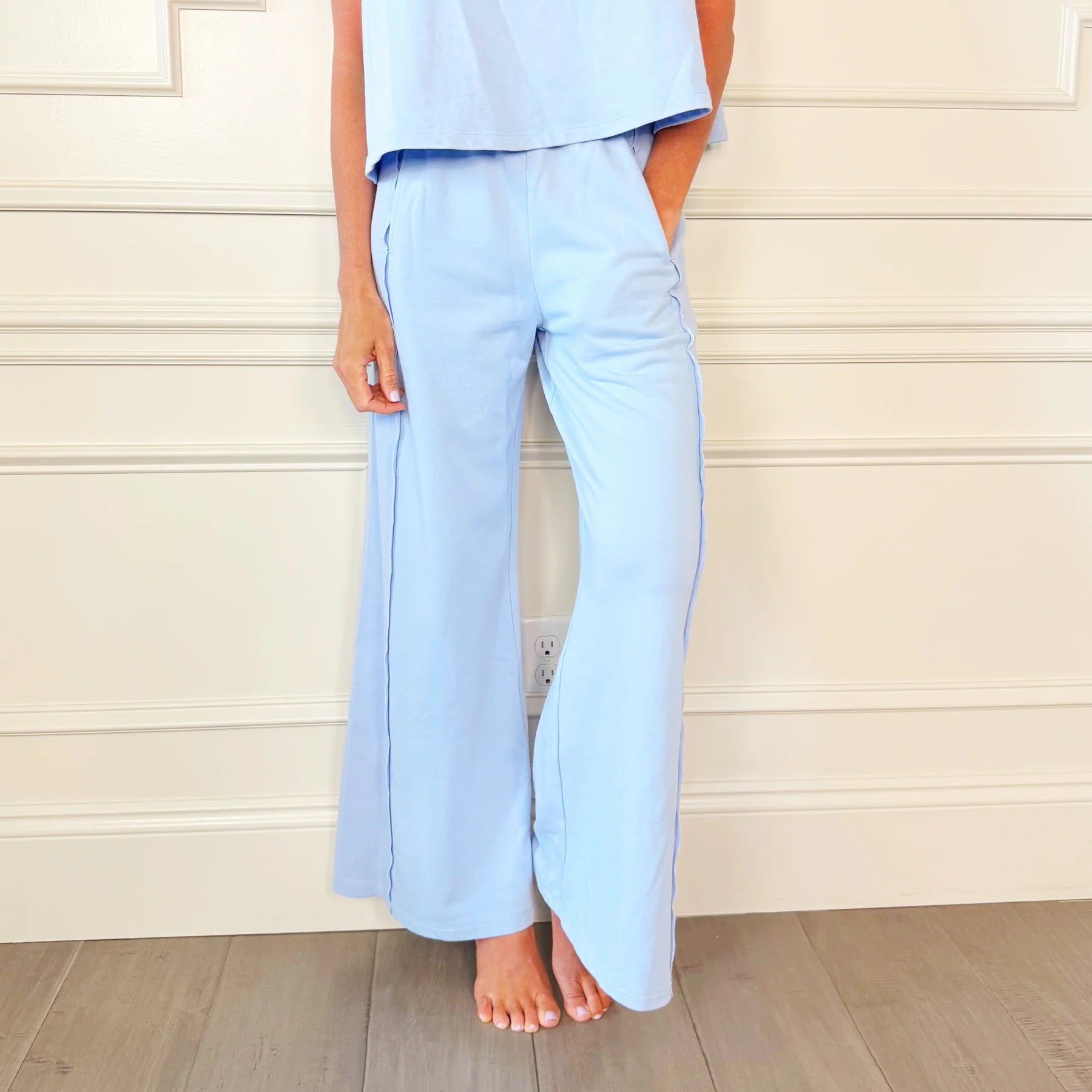 powder blue flowy pant