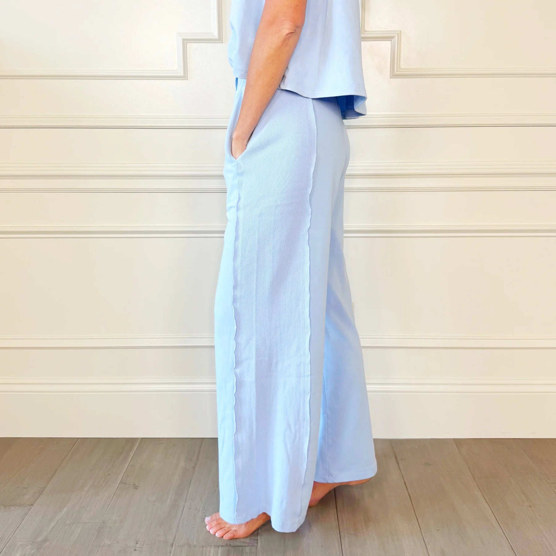 powder blue flowy pant