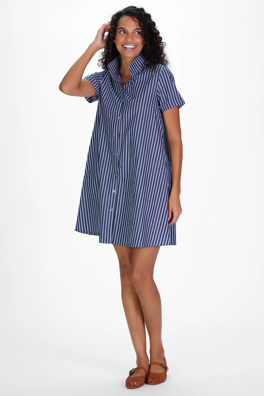quinnie dress navy stacked stripe