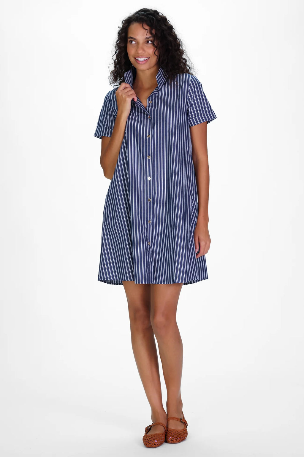 quinnie dress navy stacked stripe