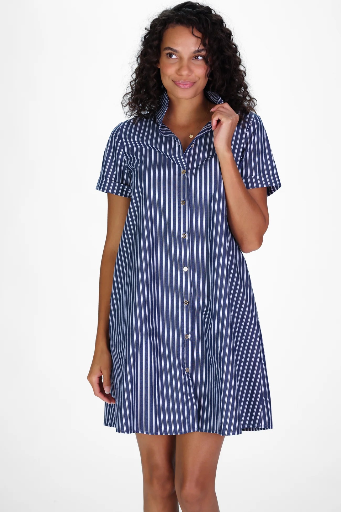 quinnie dress navy stacked stripe