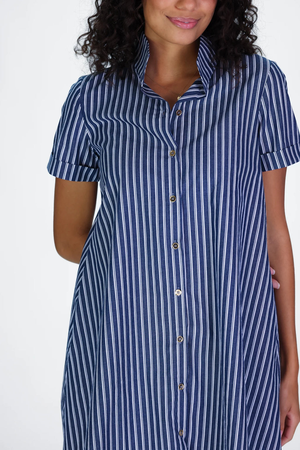 quinnie dress navy stacked stripe