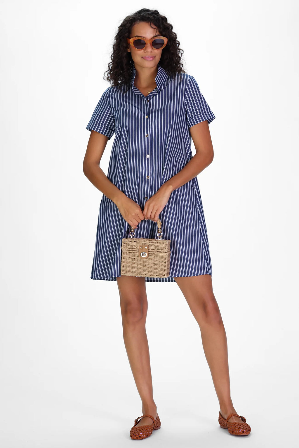quinnie dress navy stacked stripe