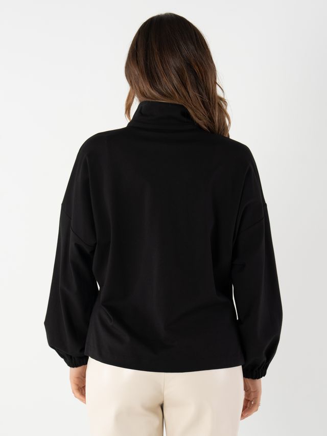poppy long sleeve top black ponte