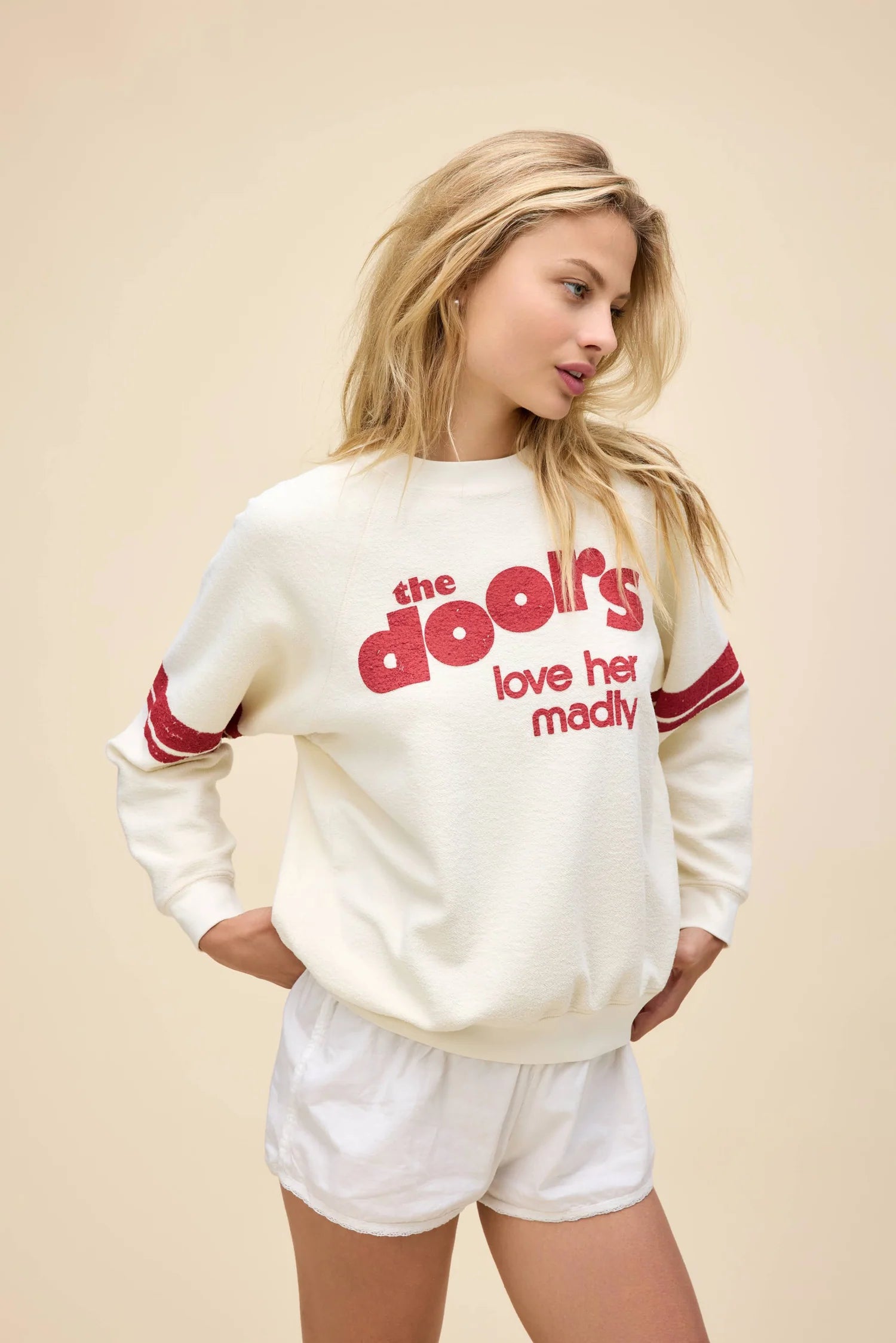 the doors love her madly reverse raglan crewneck sweatshirt