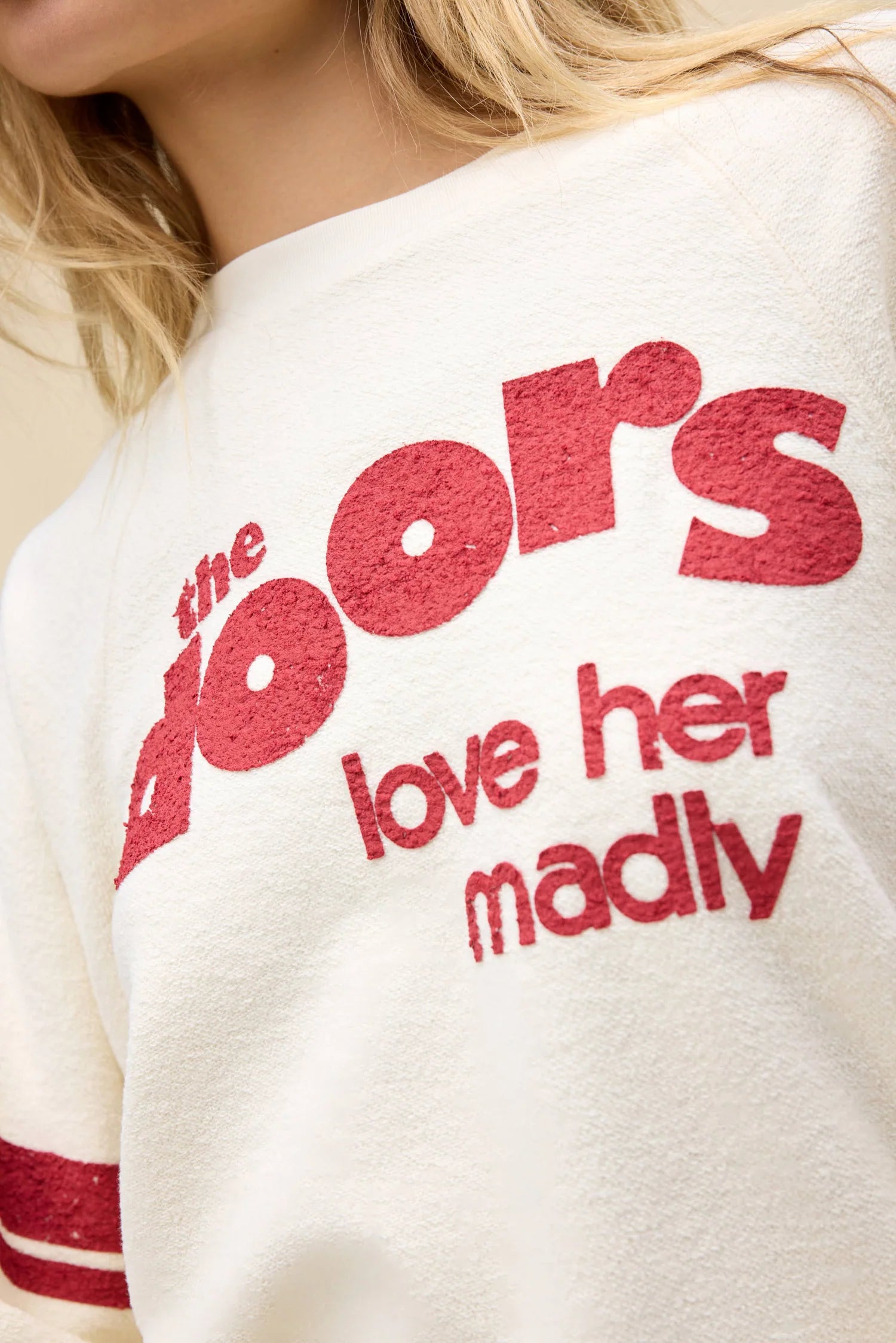 the doors love her madly reverse raglan crewneck sweatshirt
