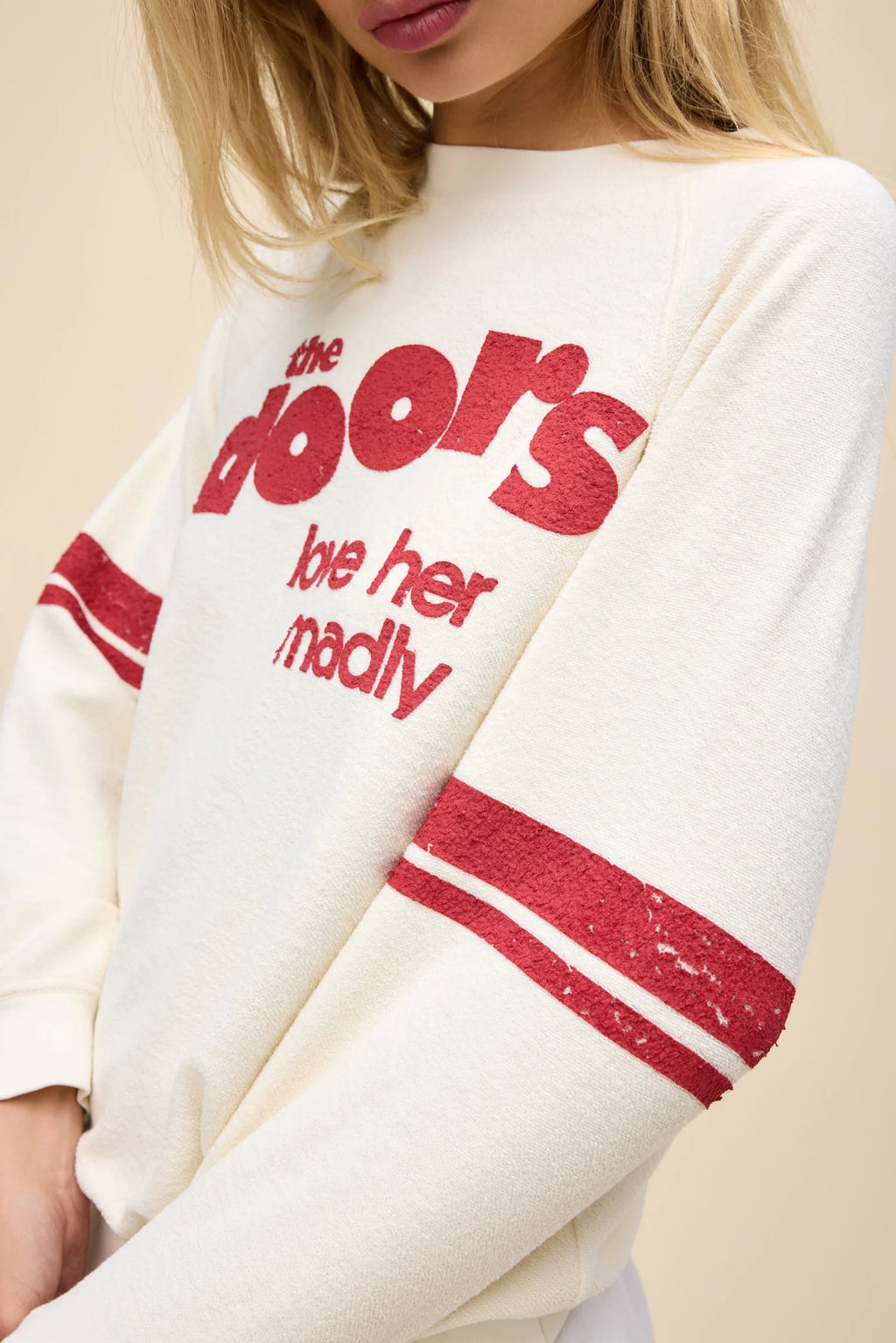 the doors love her madly reverse raglan crewneck sweatshirt