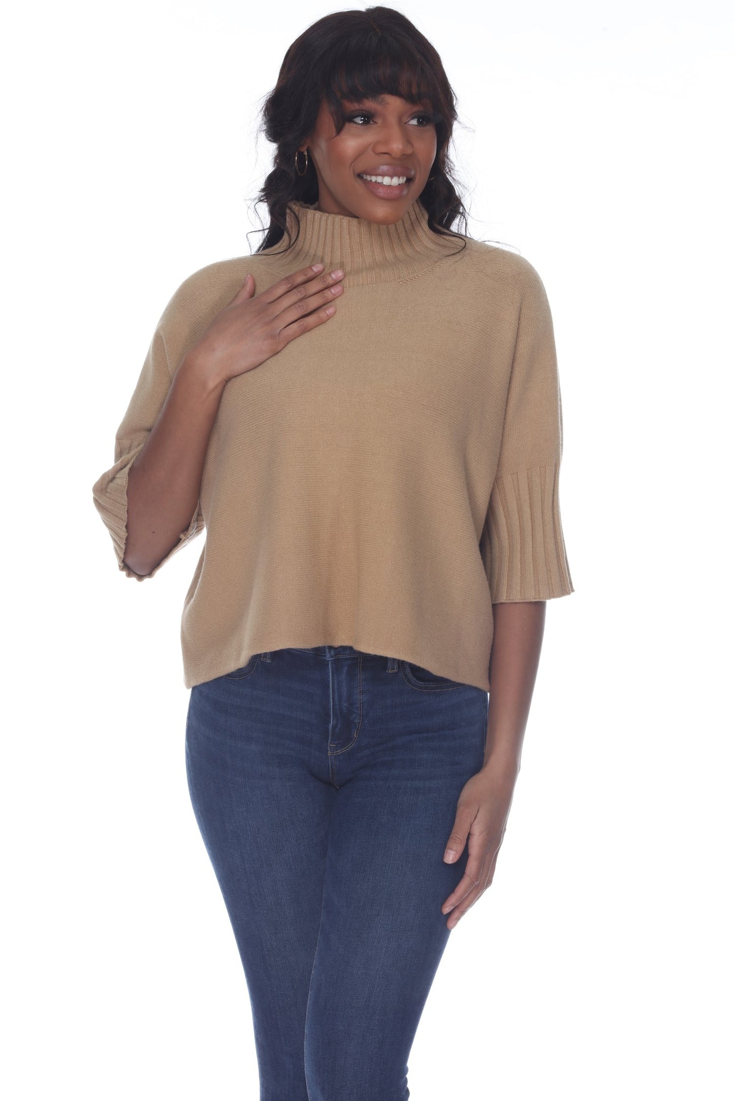 natasha classic knit mockneck sweater