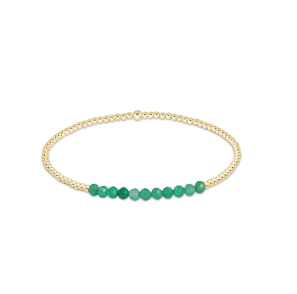 gold bliss 2mm bead bracelet green onyx