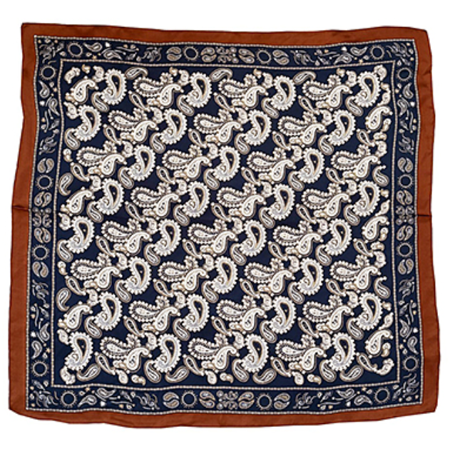 paisley border scarf in navy