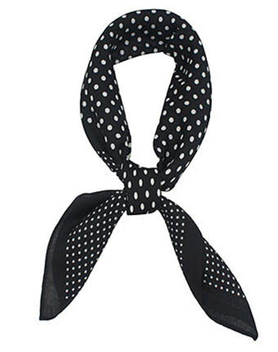 rosette & polka dot print scarf in black