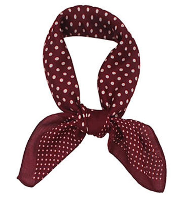rosette & polka dot print scarf in burgundy