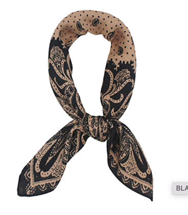 paisley print scarf in black