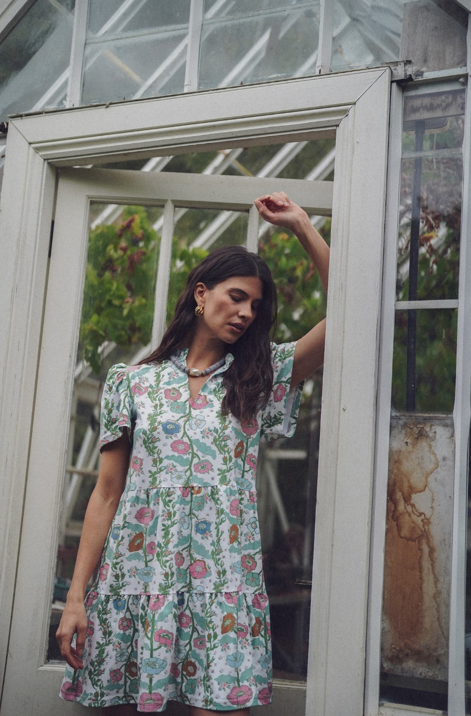 navy dress in handkerchief bloom
