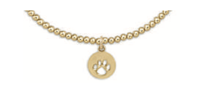 classic gold 2mm bead bracelet paw print small gold disc