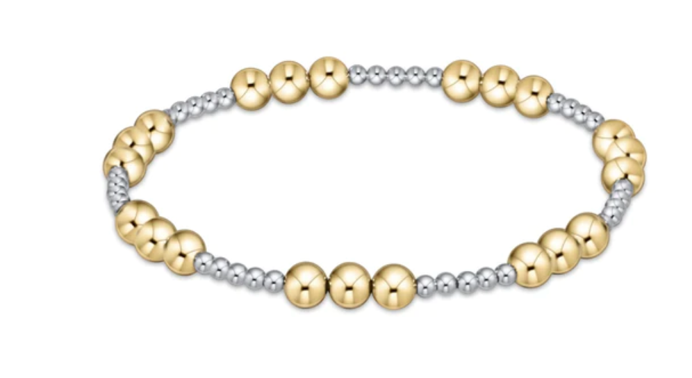classic joy pattern 4mm bead bracelet mixed metal