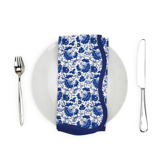 chinoiserie blue floral napkins set of 4