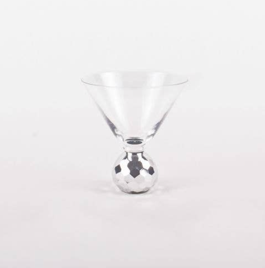 silver disco hammered martini glass