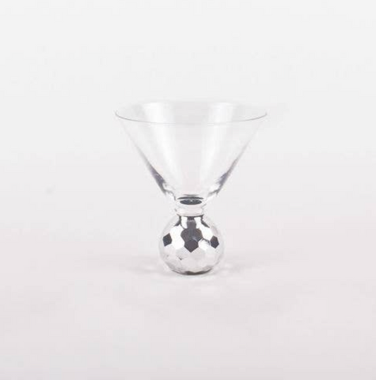 silver disco hammered martini glass