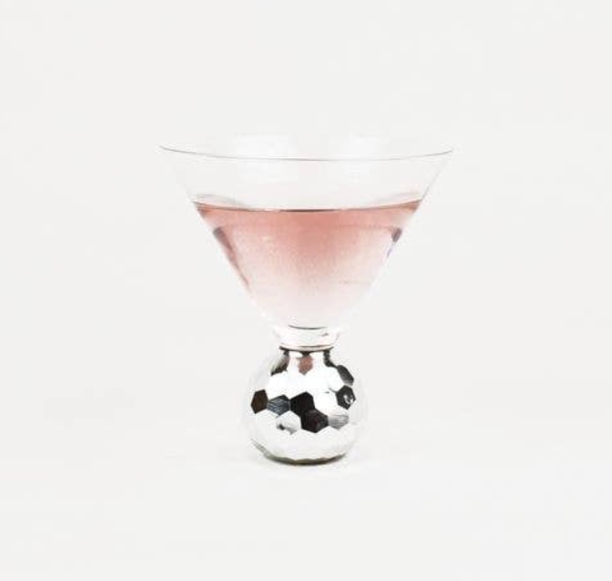 silver disco hammered martini glass